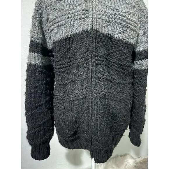 Scotch & Soda wool blend men’s chunky thick sweater zip front hoodie L